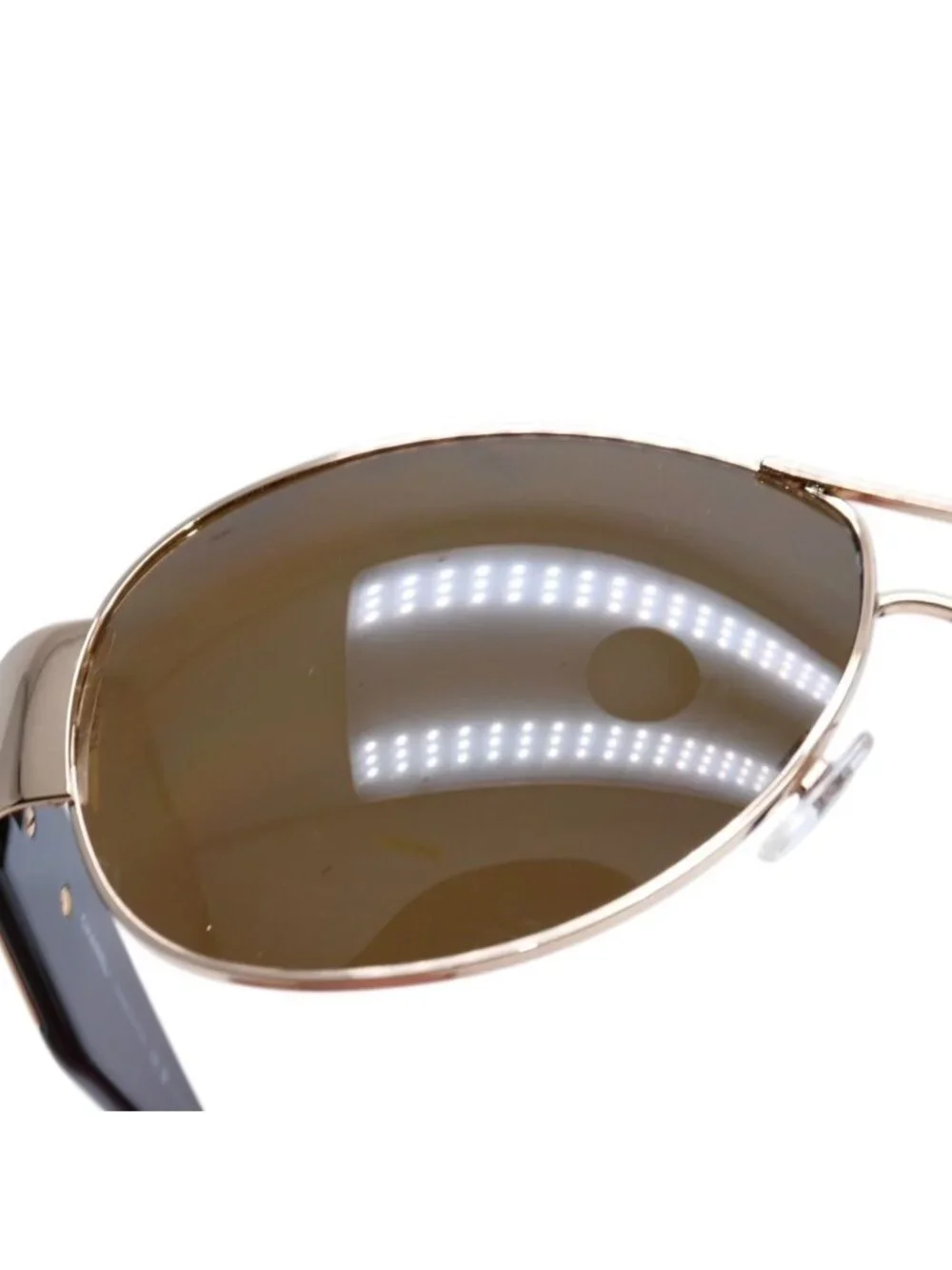 Chanel Aviator Sunglasses CC Logo Metal Frame Teardrop Brown Gold Eyewear